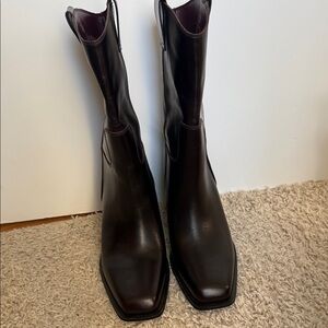Franco Sarto Dark Brown Leather Western Boots
